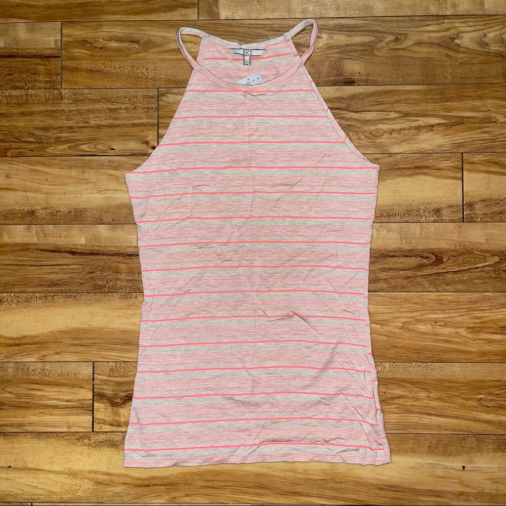 NWT BKE Sleeveless High Neck Tank Top Medium Tan Pink
